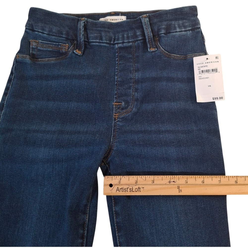 NWT Good American Pull On Jeans Women's Small Blue Stretch Good Legs Straight - Picture 12 of 12